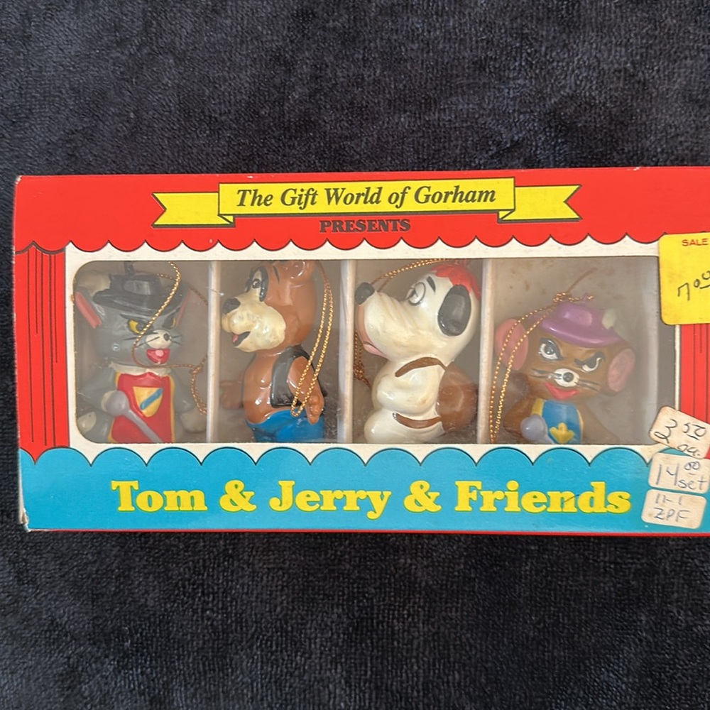 Set of 4 Vintage The Gift World of Gorham Tom & Jerry & Friends Ornaments
